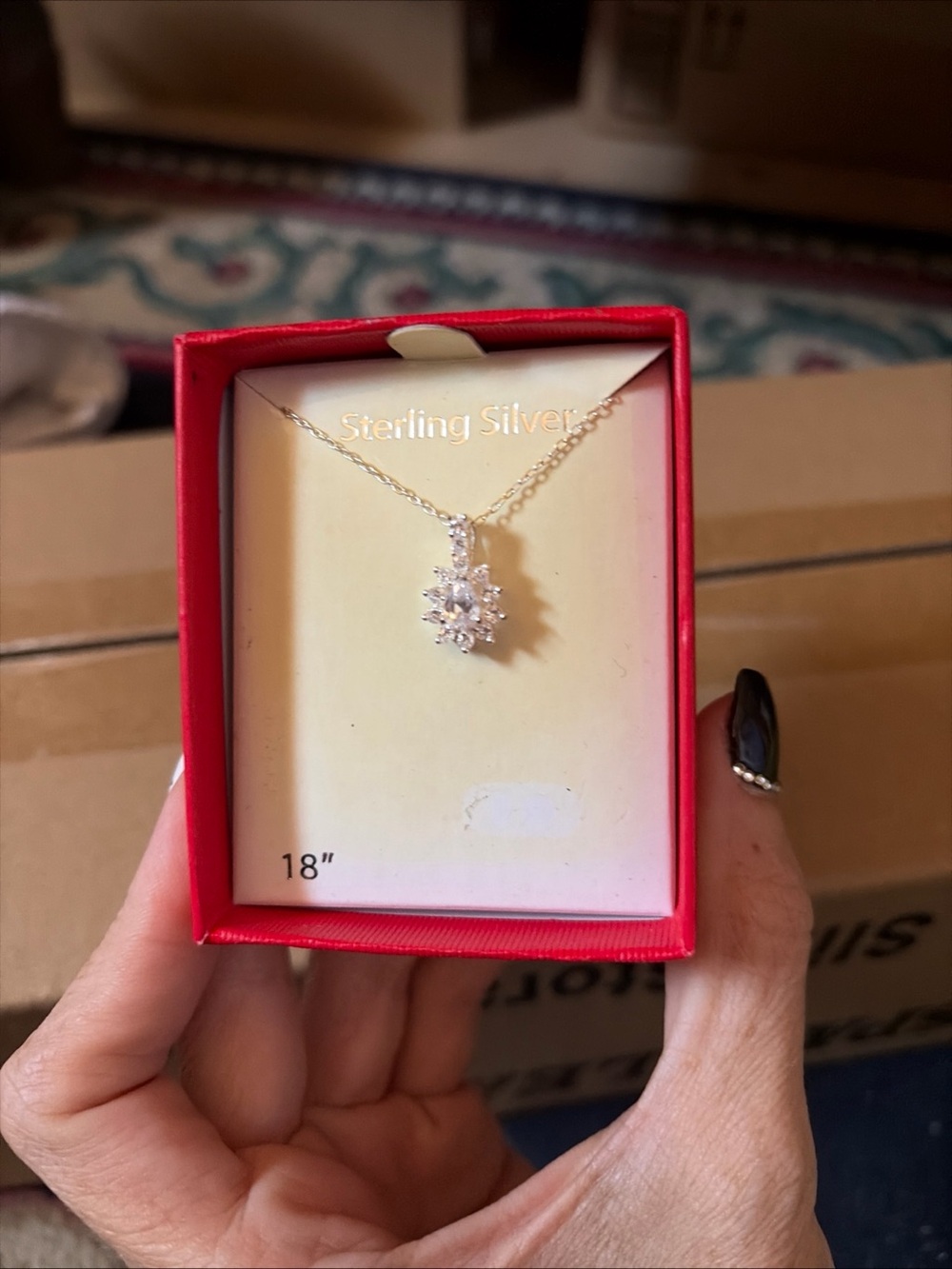 White CZ Sterling Silver Pendant Necklace - 18" New In Box